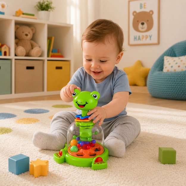 Interactive Frog Spinner with Spinning Balls for Babies