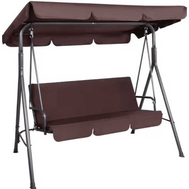 Three-person Garden Swing Rocking Cushions Mattress Brown