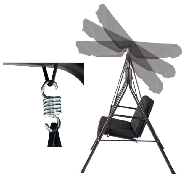 Three-person Garden Swing Rocking Cushions Mattress Brown