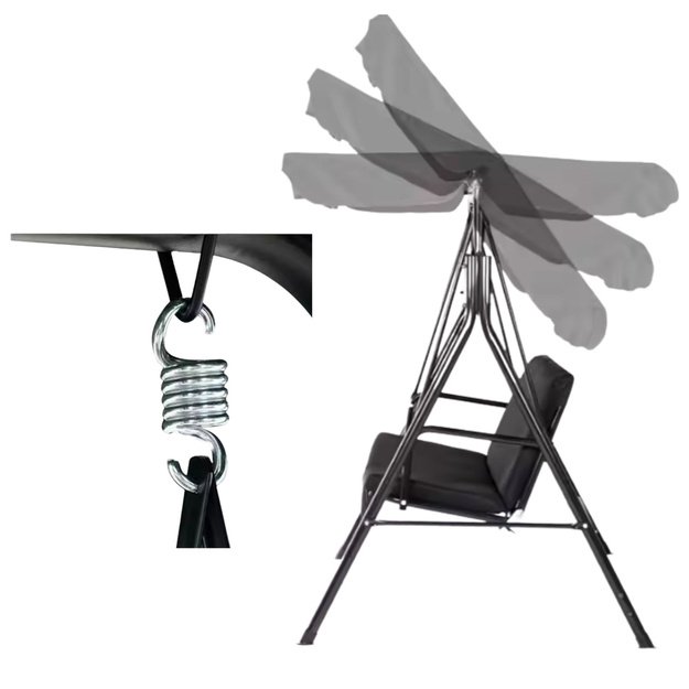 Three-person Garden Swing Rocking Cushions Mattress Brown