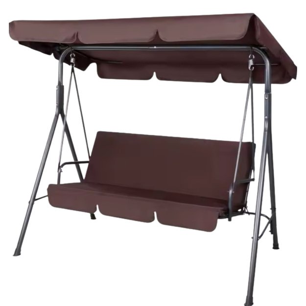 Three-person Garden Swing Rocking Cushions Mattress Brown
