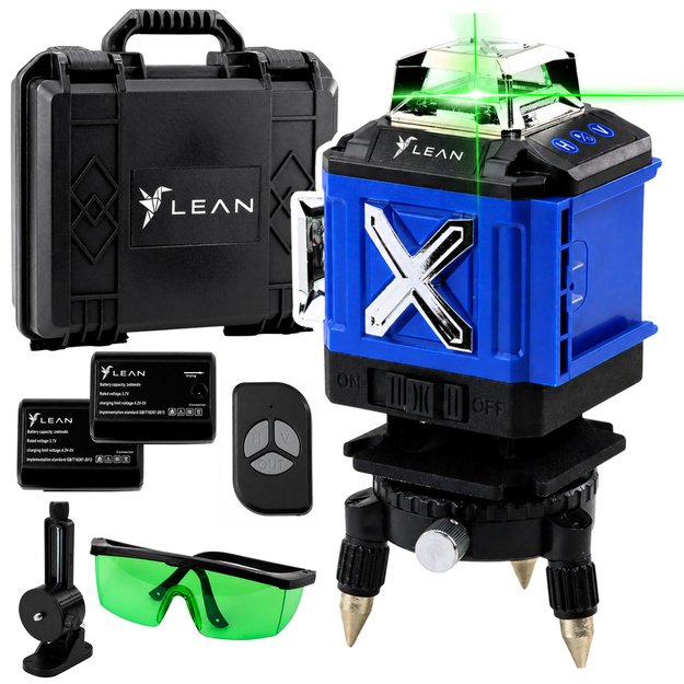 4D Laser Level Plane 16 Lines Case 2 Batteries Blue