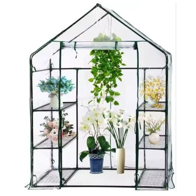 Mini Balcony Garden Greenhouse 4 Metal Shelves PVC Foil 195 x 143 x 73cm