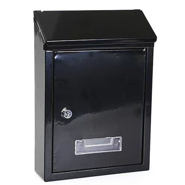 Mailbox for letters, galvanized steel, black, 26.5x18.5x6.5cm