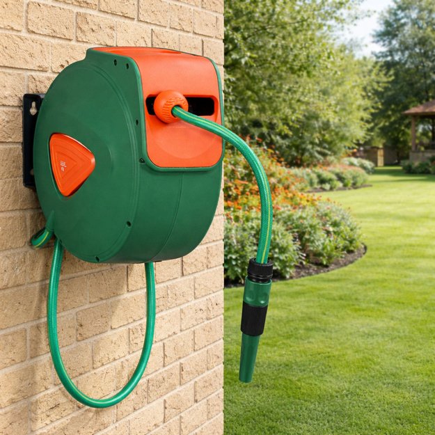 Wall-Mounted Automatic Reel with Garden Hose 20m + 2m