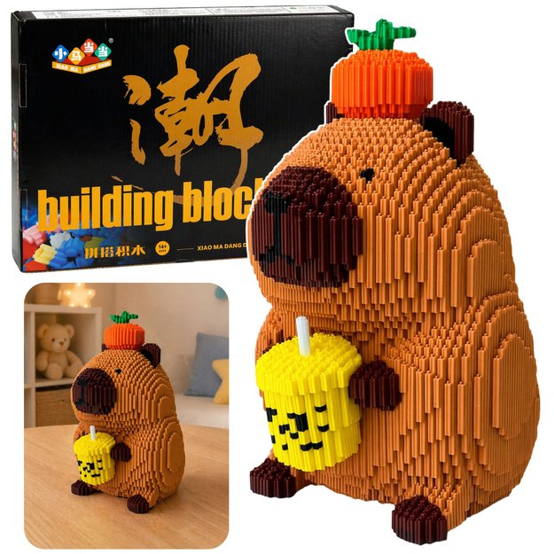 Kapibaros 3D konstravimo kaladėlės, didelė figūrėlė, 3900 vnt., 25 cm