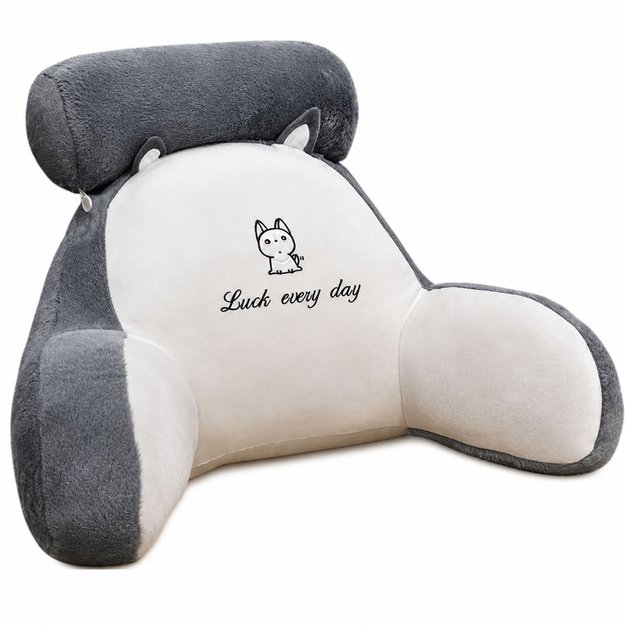 Backrest Armchair Back Support for Armchair Bed White Gray 60 x 40 cm