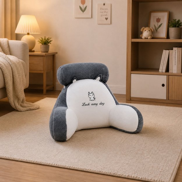 Backrest Armchair Back Support for Armchair Bed White Gray 60 x 40 cm