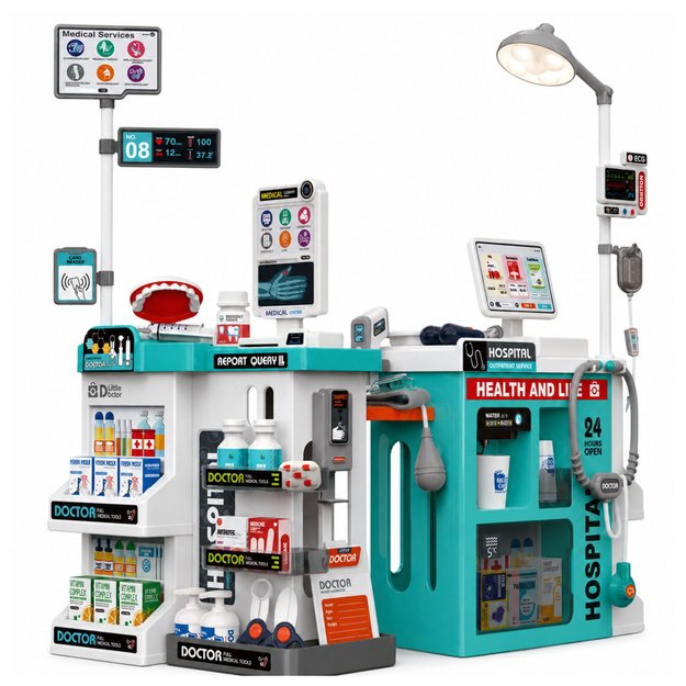 Large Medical Set Medical Table Doctor Lights Sounds Accessories 77pcs.