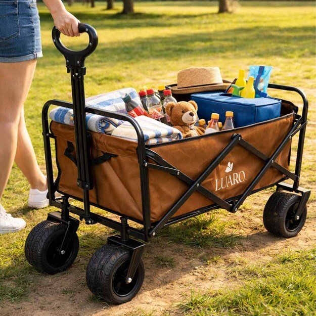 W&oacute;zek transportowy LUARO plażowy składany ze stolikiem 2w1