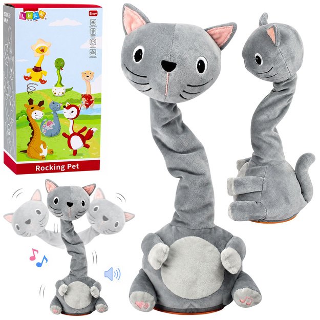 Plush Dancing Cat Interactive Toy Musical Sounds Mascot Gray