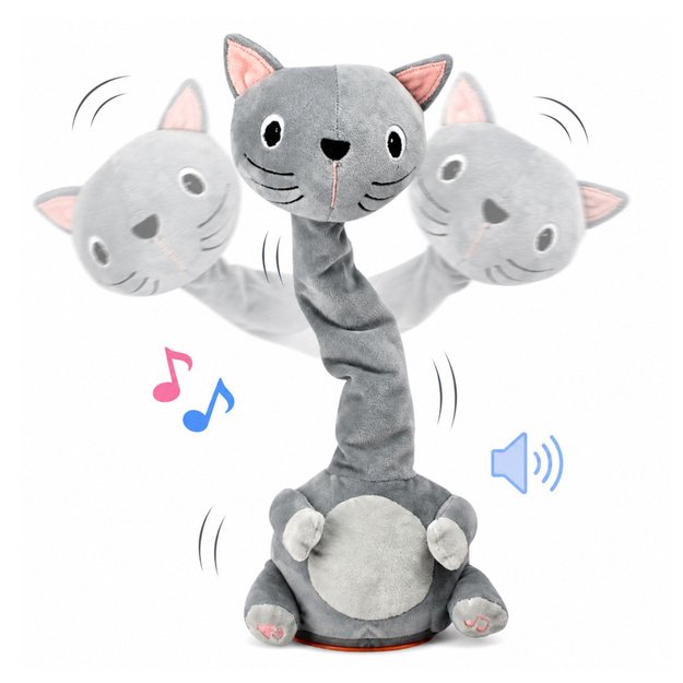 Plush Dancing Cat Interactive Toy Musical Sounds Mascot Gray
