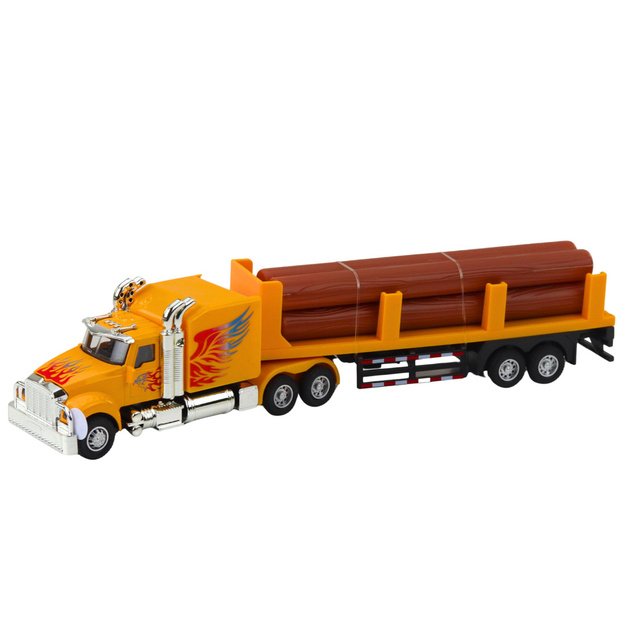Tank Truck Timber Transport Pull-Back Drive Lights Sounds 1:36