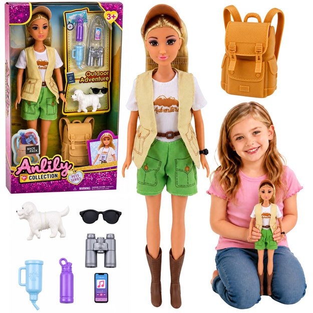 Anlily Traveler Doll with Dog Backpack Accessories Set