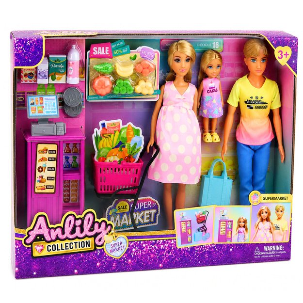 „Anlily Dolls“ šeima prekybos centro nėščiųjų lėlių aksesuarų rinkinyje