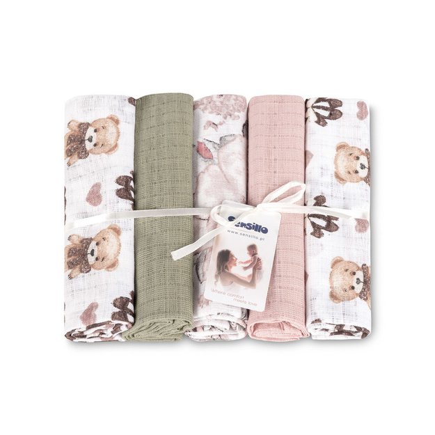 TETRA DIAPER 70X80 5-PACK TEDDY PINK