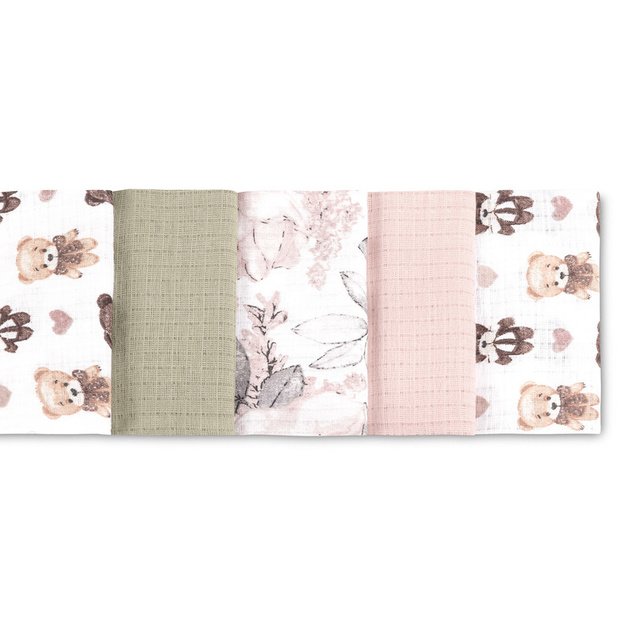 TETRA DIAPER 70X80 5-PACK TEDDY PINK