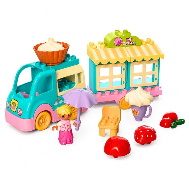 Ice Cream Shop Car With Motorized Girl Figure Desserts Blocks Set