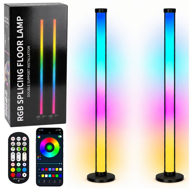 Smart Floor Lamps Colorful RGB LED Lights Remote Control App 125cm 2 pcs.