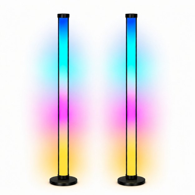 Smart Floor Lamps Colorful RGB LED Lights Remote Control App 125cm 2 pcs.