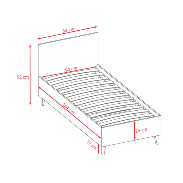Lova kubi pilka be stalčiaus be čiužinio 180/80 6