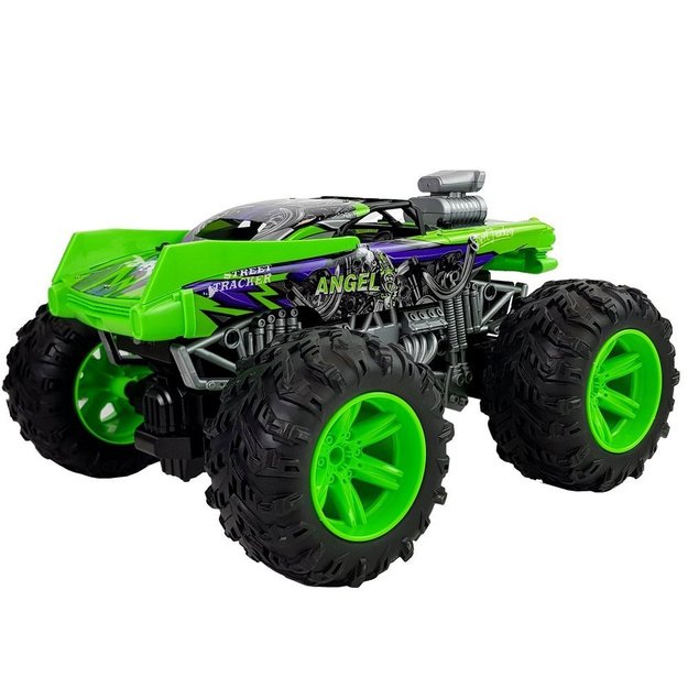 Nuotoliniu būdu valdomas automobilis 1:14 2.4G RC žalios spalvos dideliais ratais