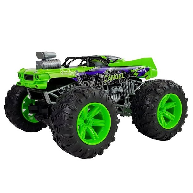 Nuotoliniu būdu valdomas automobilis 1:14 2.4G RC žalios spalvos dideliais ratais