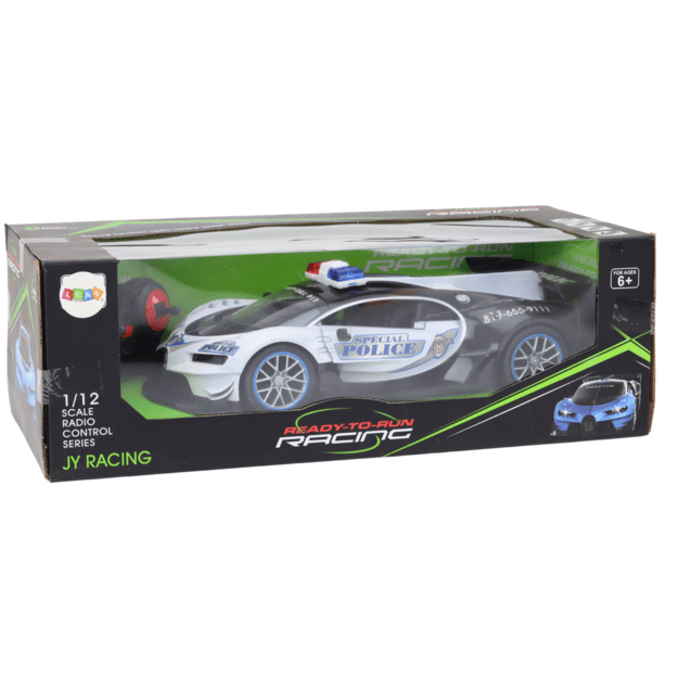 Remote Controlled RC Police Car in 1:12 Scale White