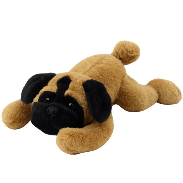 Plush Toy Cuddly Toy Pug Dog Lying Brown 40cm