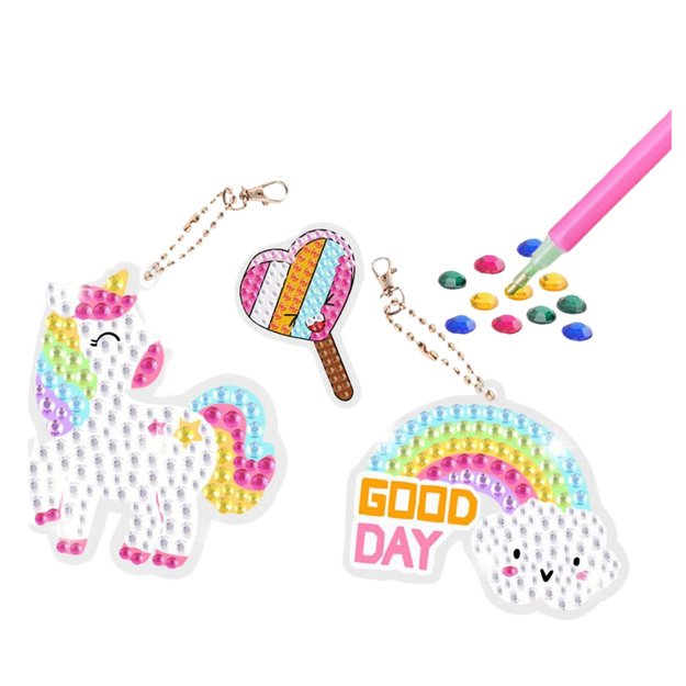 Creative Set Diamond Mosaic Keychains Unicorns Colorful 2