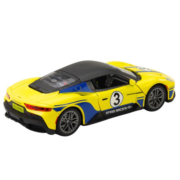 Metal Sports Car Lights Sounds Drive Yellow 1:22 2