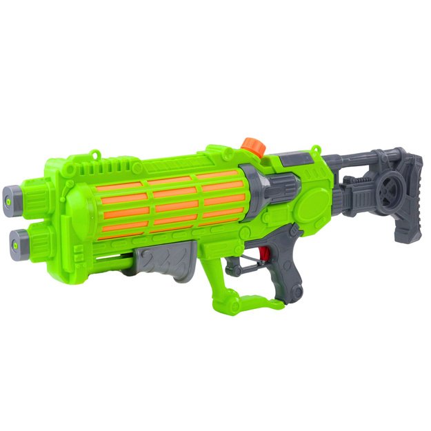 Large Mechanically Pumped Water Gun Double Nozzle Green 1250 ml 1