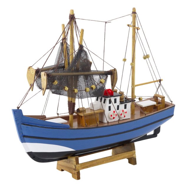 Collectible Decorative Model Fishing Boat Ship Blue 30x26cm 1
