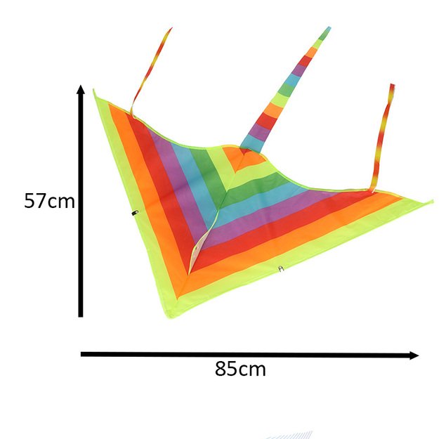 Vaikiškas didelis trikampis vaivorykštinis aitvaras