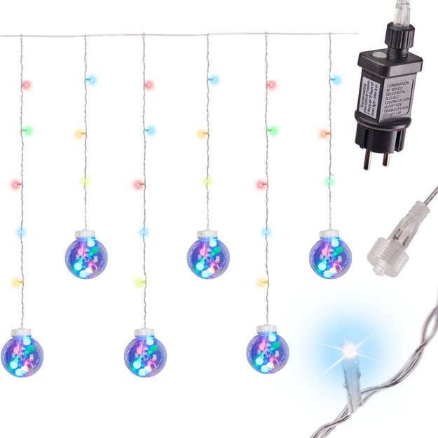 LED užuolaidų žibintai pakabinami rutuliukai 3 m 108LED daugiaspalviai