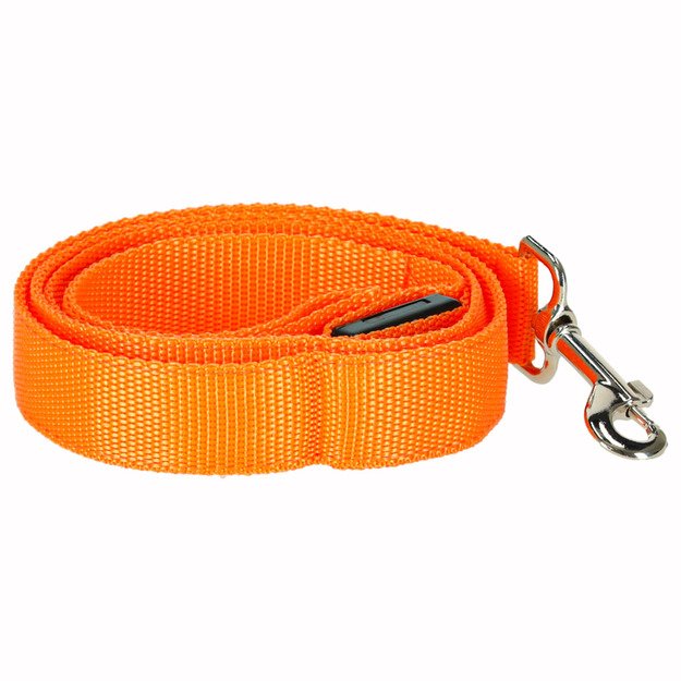 LED šviečiantis šunų pavadėlis 2.5x120cm oranžinės spalvos
