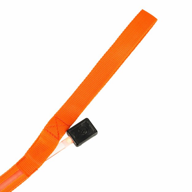 LED šviečiantis šunų pavadėlis 2.5x120cm oranžinės spalvos