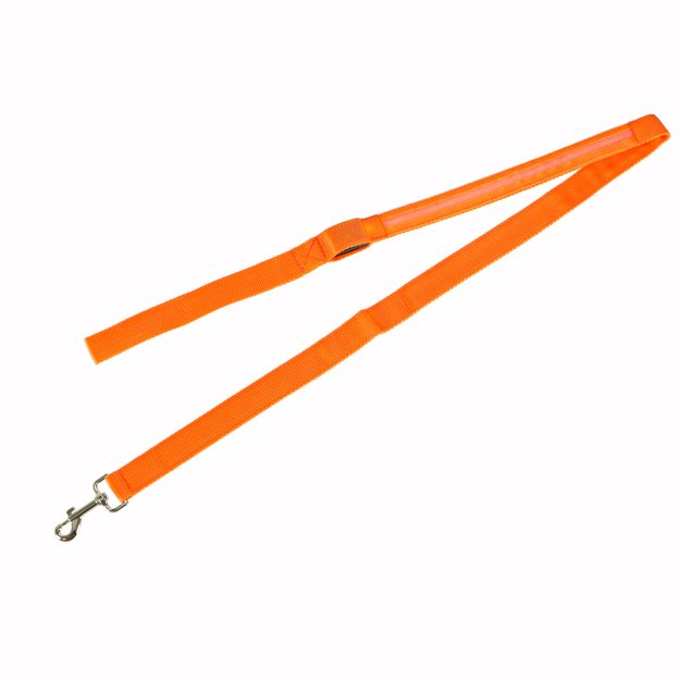 LED šviečiantis šunų pavadėlis 2.5x120cm oranžinės spalvos