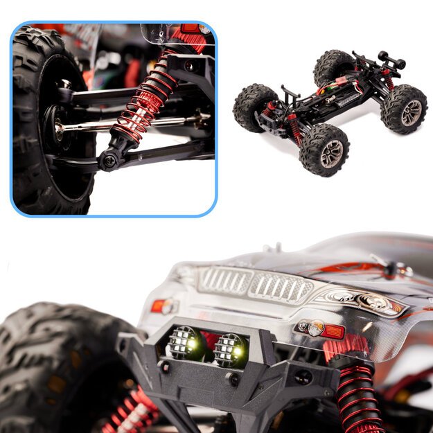 RC automobilis Q901 bešepetėlinis 1:16 2.4G 4CH 52km/h raudonas