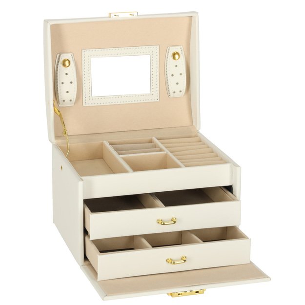 Juvelyrinių dirbinių dėžutė su stalčiais balta 6