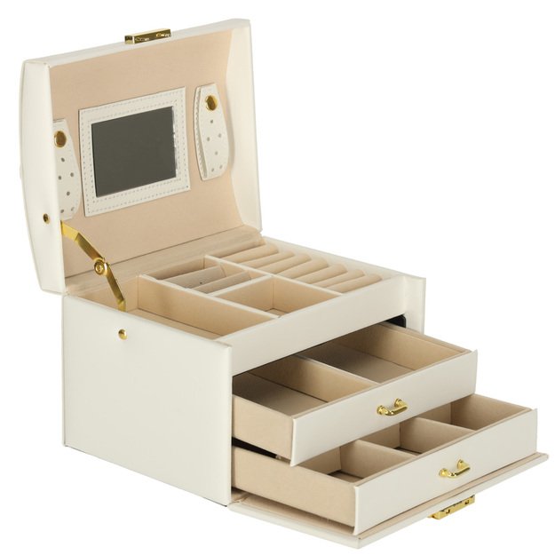 Juvelyrinių dirbinių dėžutė su stalčiais balta 5