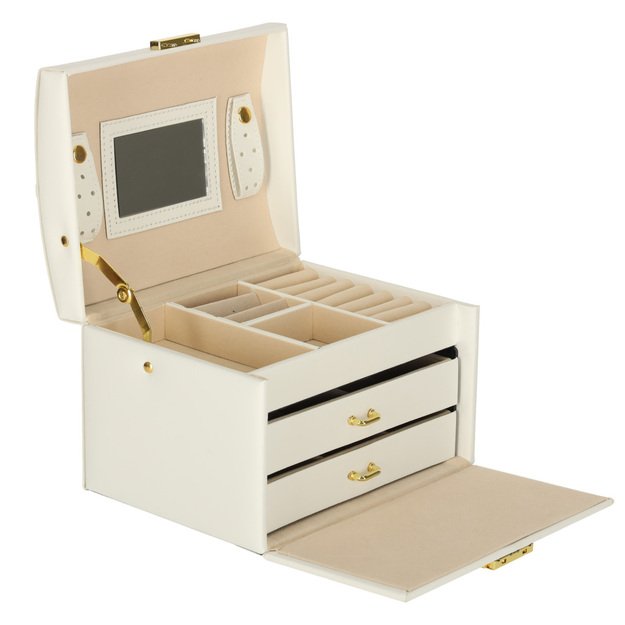 Juvelyrinių dirbinių dėžutė su stalčiais balta 4