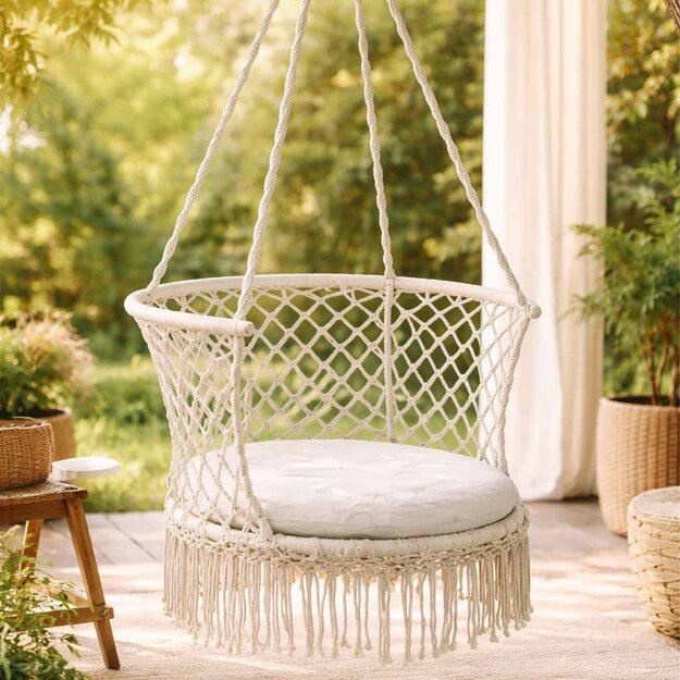 Sodo sūpynės  Stork s nest  su atlo&scaron;u pilkos spalvos 80 cm 150 kg