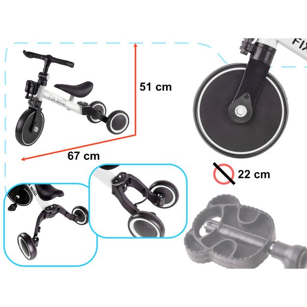 Trike Fix Mini cross tricycle 3in1 with pedals (white)