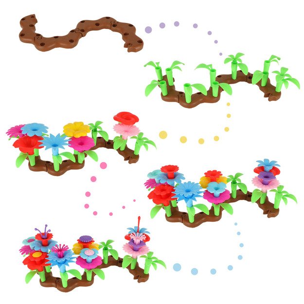 Gėlės kūrybiniai blokai gėlių sodas 48 elementai 2