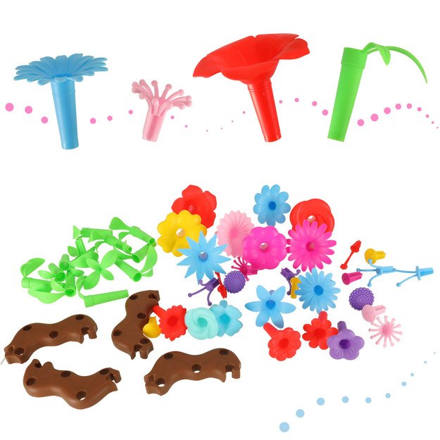 Gėlės kūrybiniai blokai gėlių sodas 48 elementai 1