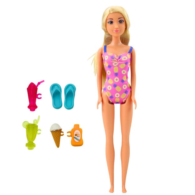 Anlily Doll Set On The Beach Pool Palm Tree Accessories 8 pcs. 2