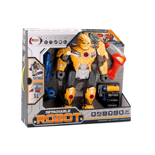 Screwing Robot Weapon Drill Screwdriver Light Sound Yellow 3