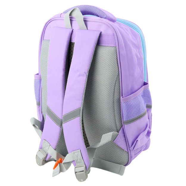 School Backpack With Patches Chest Strap Purple 16L 1