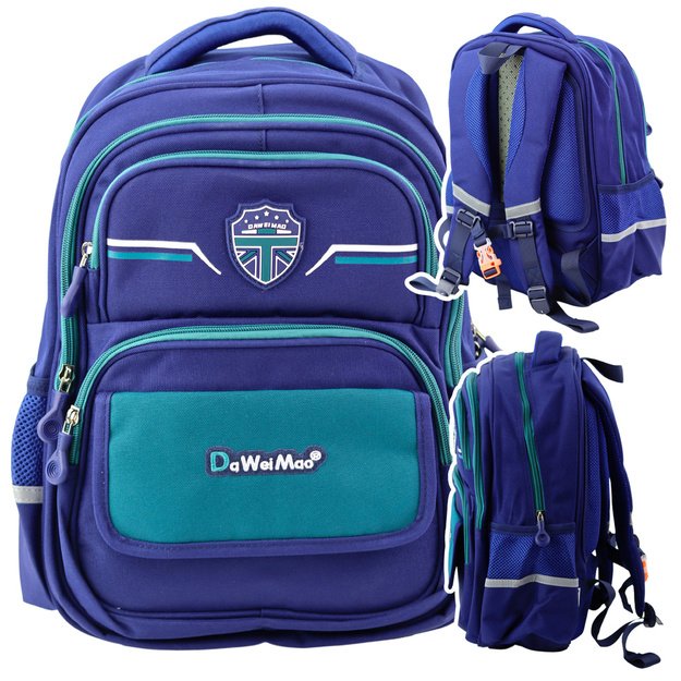 Children s School Backpack Chest Strap Navy Blue Green 20L 38cm 3